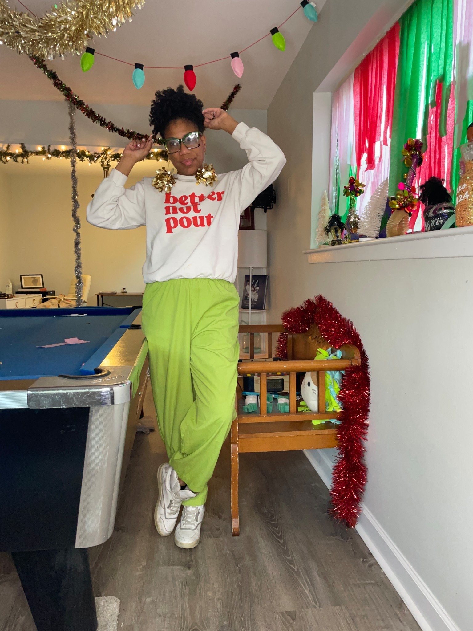 Better not pout sweatshirt +
Coach high tops +
Glasses

#LTKHoliday #LTKmomlife #LTKootd