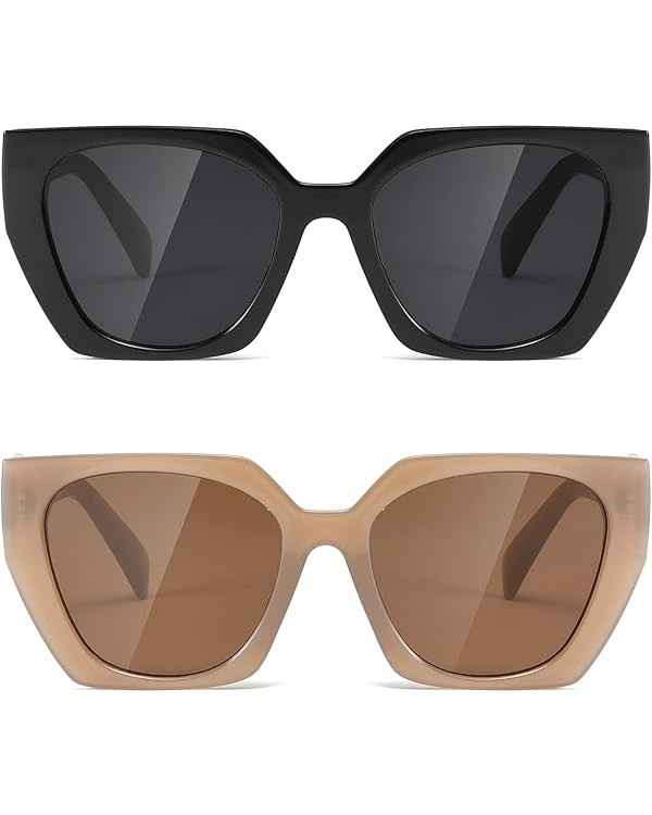 TIANYESY Retro Sunglasses Women and Men Square Trendy Show shades fashion vogue UV Protection sun... | Amazon (US)