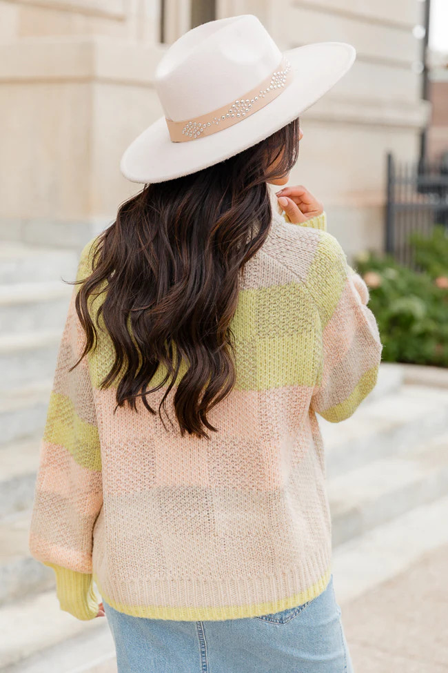 Summertime's Close Yellow Multi Checkered Turtleneck Sweater | Pink Lily
