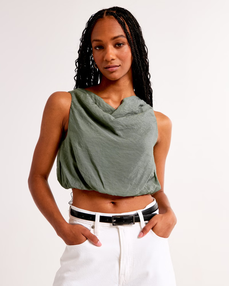 Women's Crinkle Textured Cowl Neck Set Top | Women's Clearance | Abercrombie.com | Abercrombie & Fitch (US)