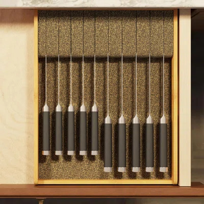 Large Knife Drawer Organizer Bamboo Insert Dock, Kitchen Steak Knives Holder Organizers Block | Wayfair North America