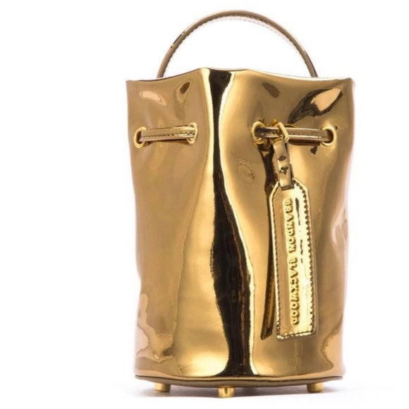 Brandon Blackwood Kamala gold metallic bucket bag | Poshmark