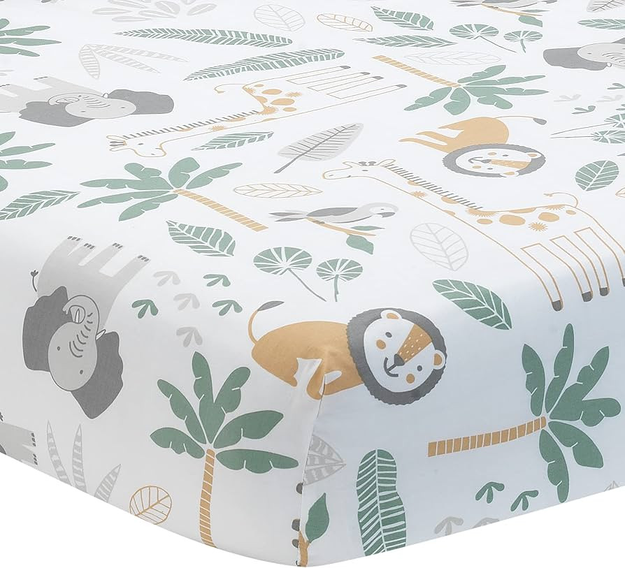 Lambs & Ivy Jungle Friends 100% Cotton Safari Animals Baby Fitted Crib Sheet | Amazon (US)