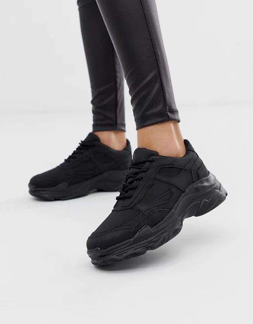 Public Desire Blend black color drenched chunky sneakers | ASOS (Global)