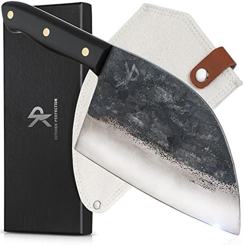 KITCHEN PERFECTION Meat Cleaver Kitchen Knife -Professional 7" Serbian Chef Knife –HandForged i... | Amazon (US)