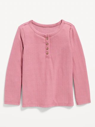 Long-Sleeve Rib-Knit Henley for Toddler Girls | Old Navy (US)