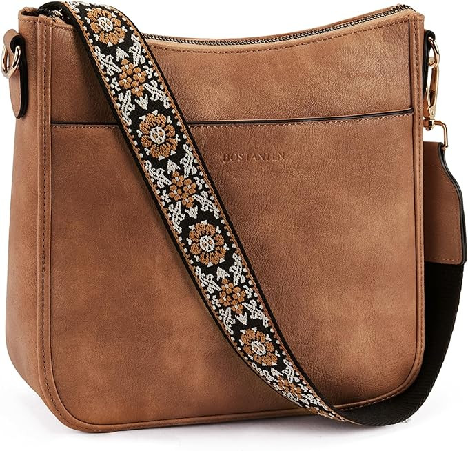 BOSTANTEN Crossbody Bags for Women Trendy Vegan Leather Hobo Purses Shoulder Handbags With Wide S... | Amazon (US)