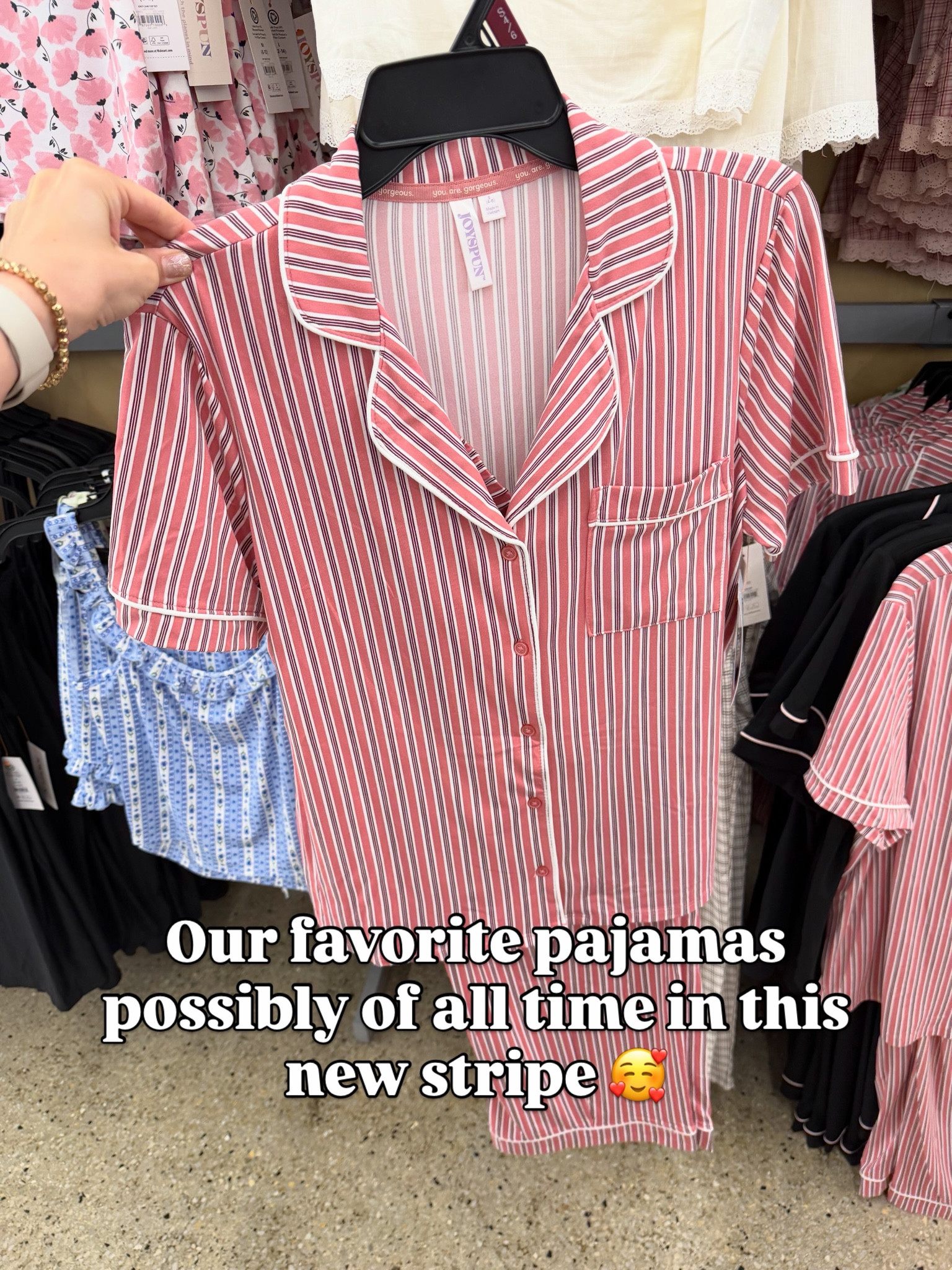 Walmart needs to stop with the cute pajamas! Love this new striped pattern! I just get my usual size small. #walmartfashion #walmartfind
