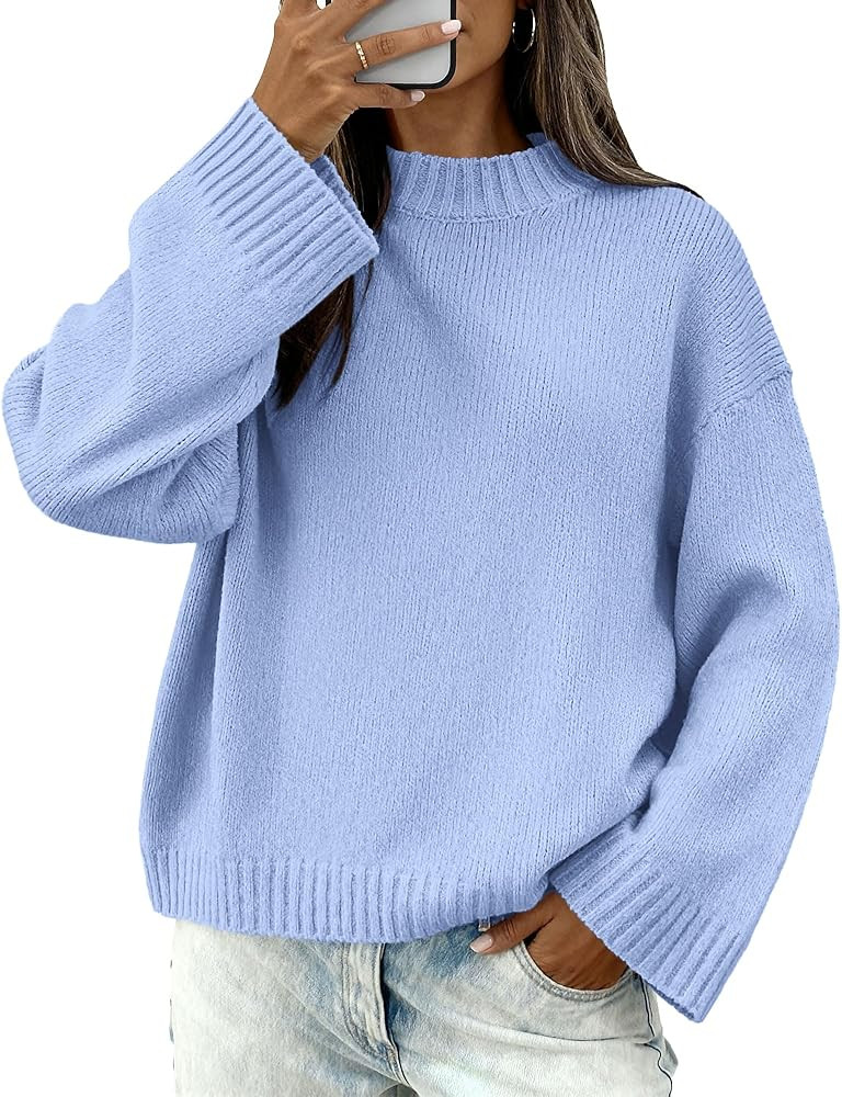 BTFBM Sweaters for Women 2025 Casual Crewneck Long Sleeve Loose Ribbed Knit Pullover Sweater Wint... | Amazon (US)