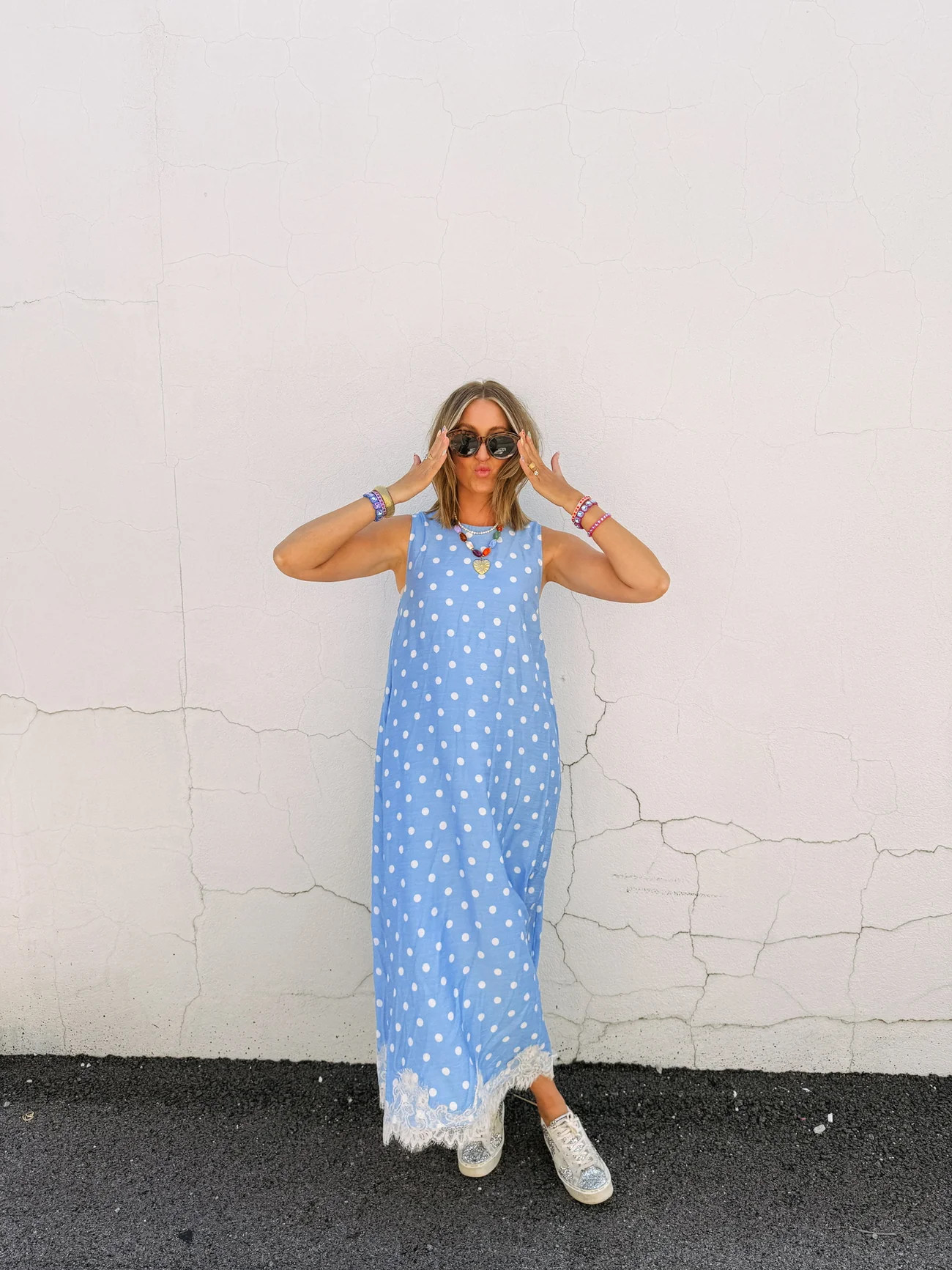 playful polka dot dress - blue | Etta+East