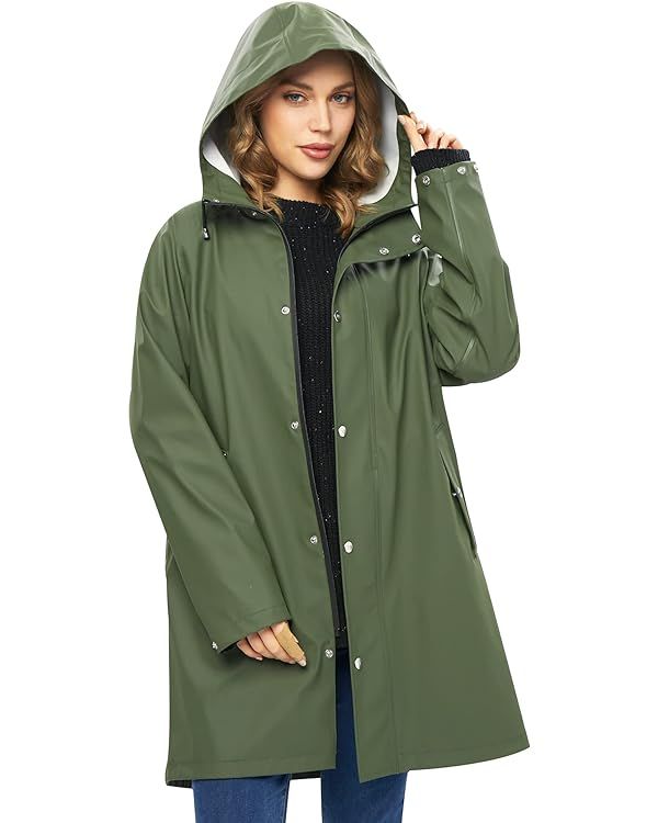 UNIQUEBELLA Rain Jackets for Women Waterproof, Raincoat Long Hooded Rain Coats Outdoor Windbreake... | Amazon (US)