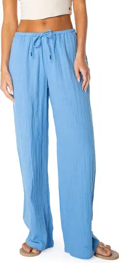 Roxy Iyla Cotton Crinkle Gauze Wide Leg Pants | Nordstrom | Nordstrom