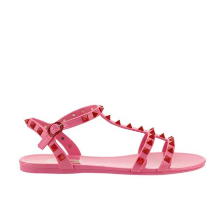 Valentino Women s Rockstud Ankle Strap Rubber Sandals in Two-Tone Pink | Walmart (US)