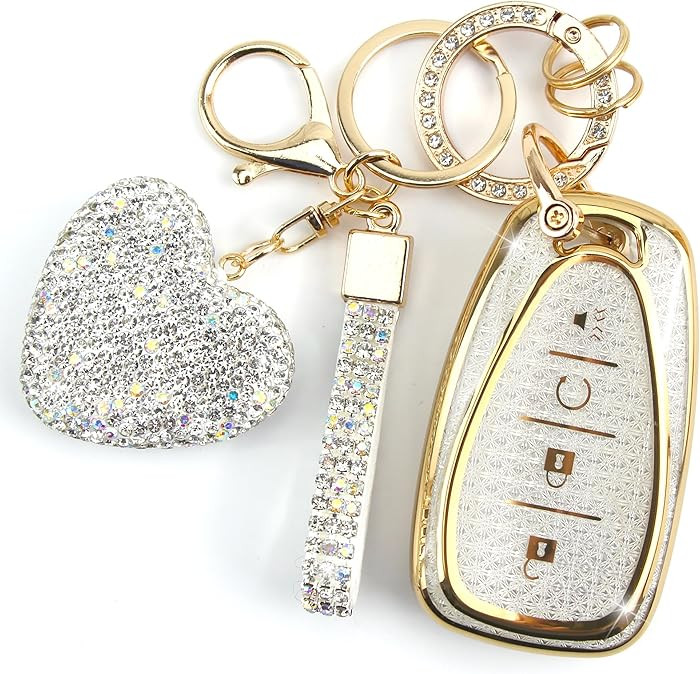 Key Fob Cover for Chevy with Diamond Keychain for Women Car Key Holder Compatible with Chevrolet ... | Amazon (US)