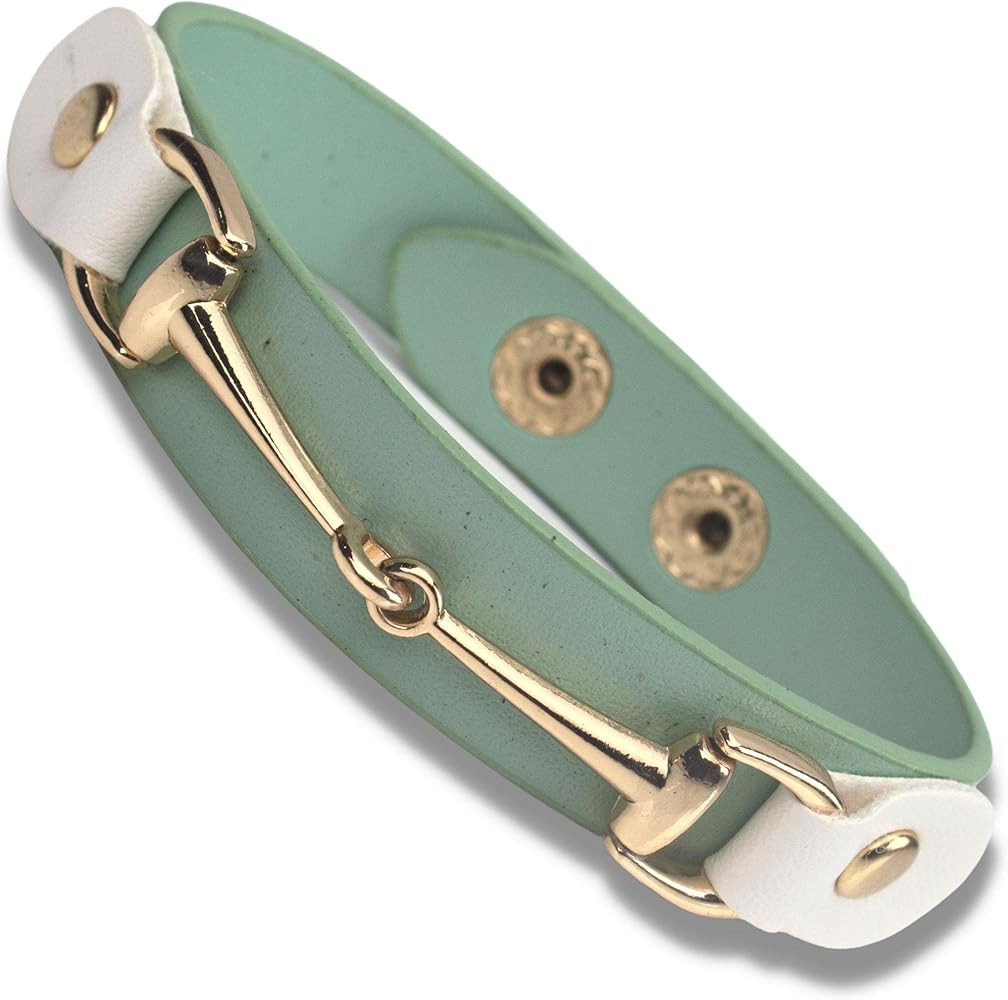 Women's Western Jewelry Green Horseshoe Snaffle Bit Charm Bracelet, Adjustable Leather Wrap for T... | Amazon (US)