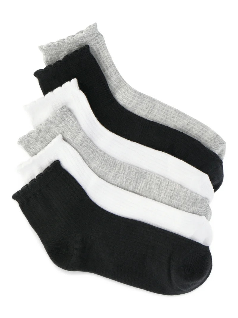 Joyspun Womens Essentials Ankle Dress Socks, 6 Pack, Fits Shoe Size 4-10 | Walmart (US)