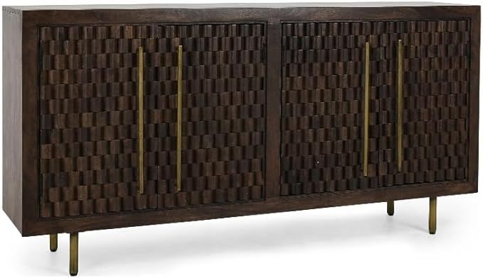 Kosas Home Norwood 4-Door Transitional Solid Wood & Iron Sideboard in Brown | Amazon (US)