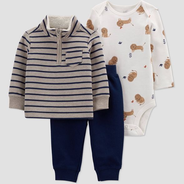 Baby Boys' Tiger Striped Mock Neck Top & Bottom Set - Just One You® made by carter's Beige/Navy ... | Target