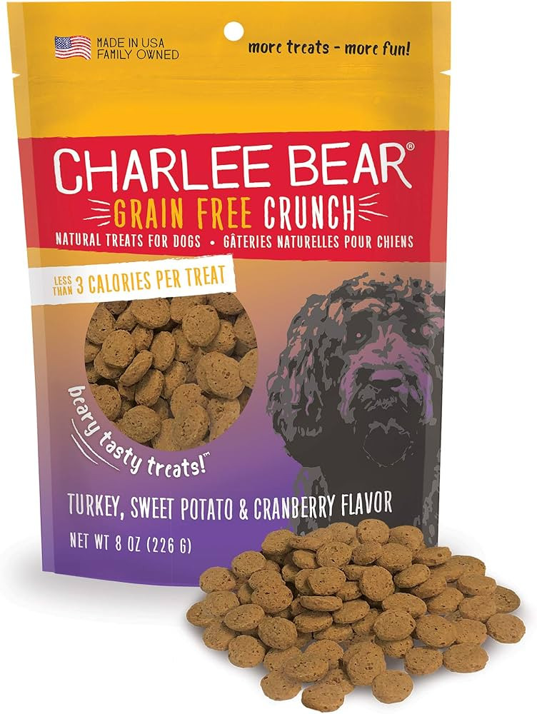 Charlee Bear Grain Free Crunch Dog Treats, Turkey, Sweet Potato & Cranberry Flavor, 8 oz | Amazon (US)