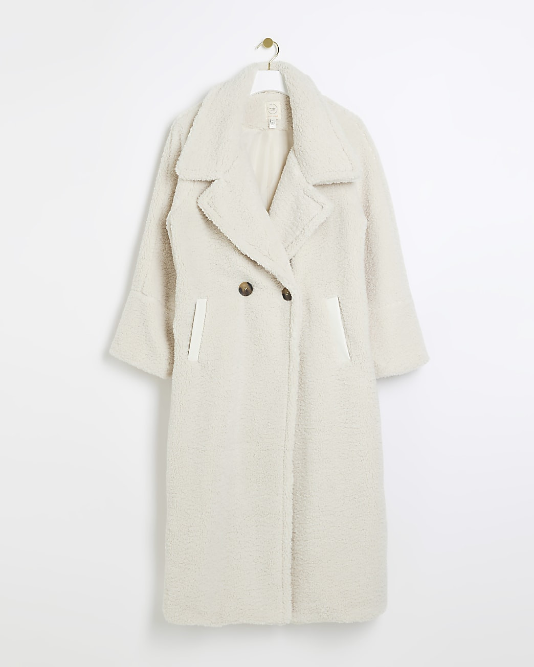 Cream borg oversized coat | River Island (UK & IE)