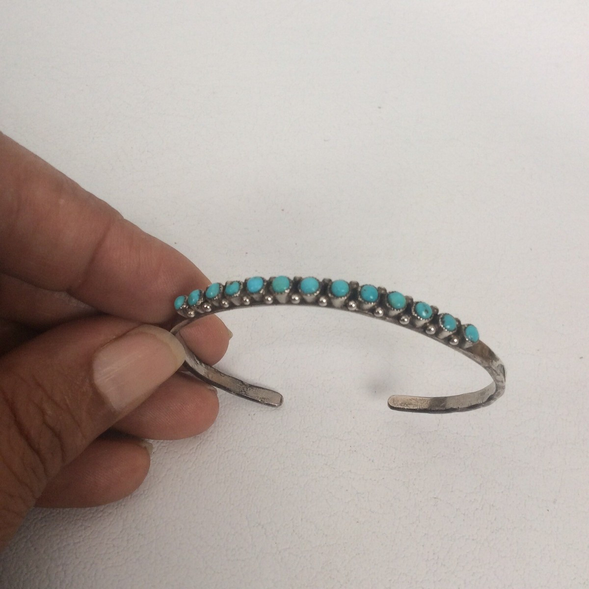 Native American Zuni sterling Petit Point Turquoise Cuff Bracelet | eBay US