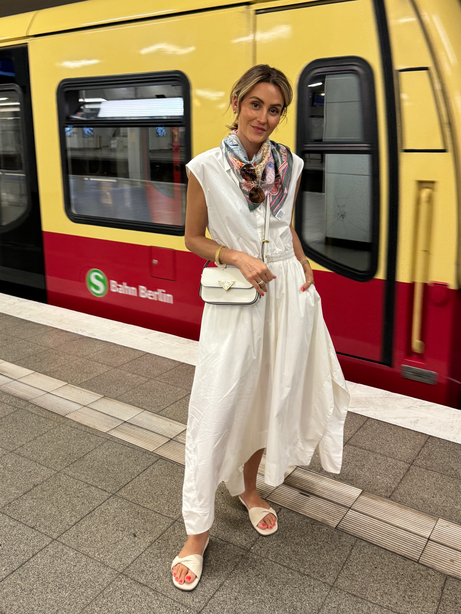 Wore my asymmetrical maxi skirt and elastic hem shirt for the concentration camp visit today and needed up wearing it for dinner too. 
Sizes XS on both, I believe they’re again or in yellow! Another day walking miles in these sandals and no pain! 

#LTKFindsUnder100 #LTKStyleTip #LTKShoeCrush
