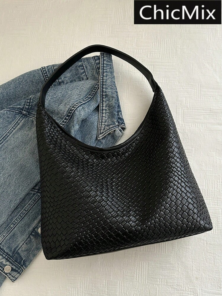Fashionable And Minimalist Woven Embossed Shoulder Bag, Suitable For Shopping, Wallets, Shopping,... | SHEIN