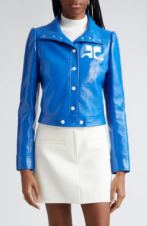 Courrèges Re-Edition Vinyl Jacket in Blue at Nordstrom, Size 4 Us | Nordstrom