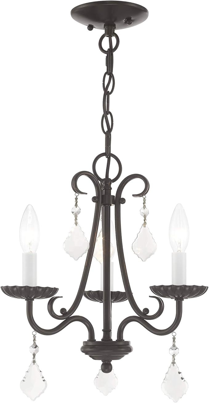 Livex Lighting 40873-92 Transitional Three Light Mini Chandelier from Daphne Collection Dark Fini... | Amazon (US)
