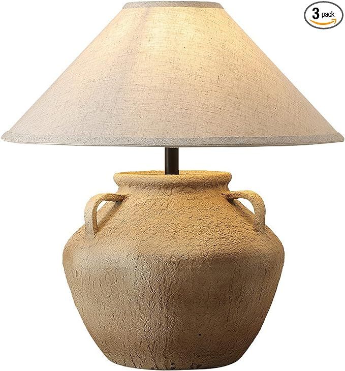 Rustic Southwestern Table Lamp 18.8" Tall Style Jug Ceramic Lamp Rustic Fabric Drum Shade Decor f... | Amazon (US)