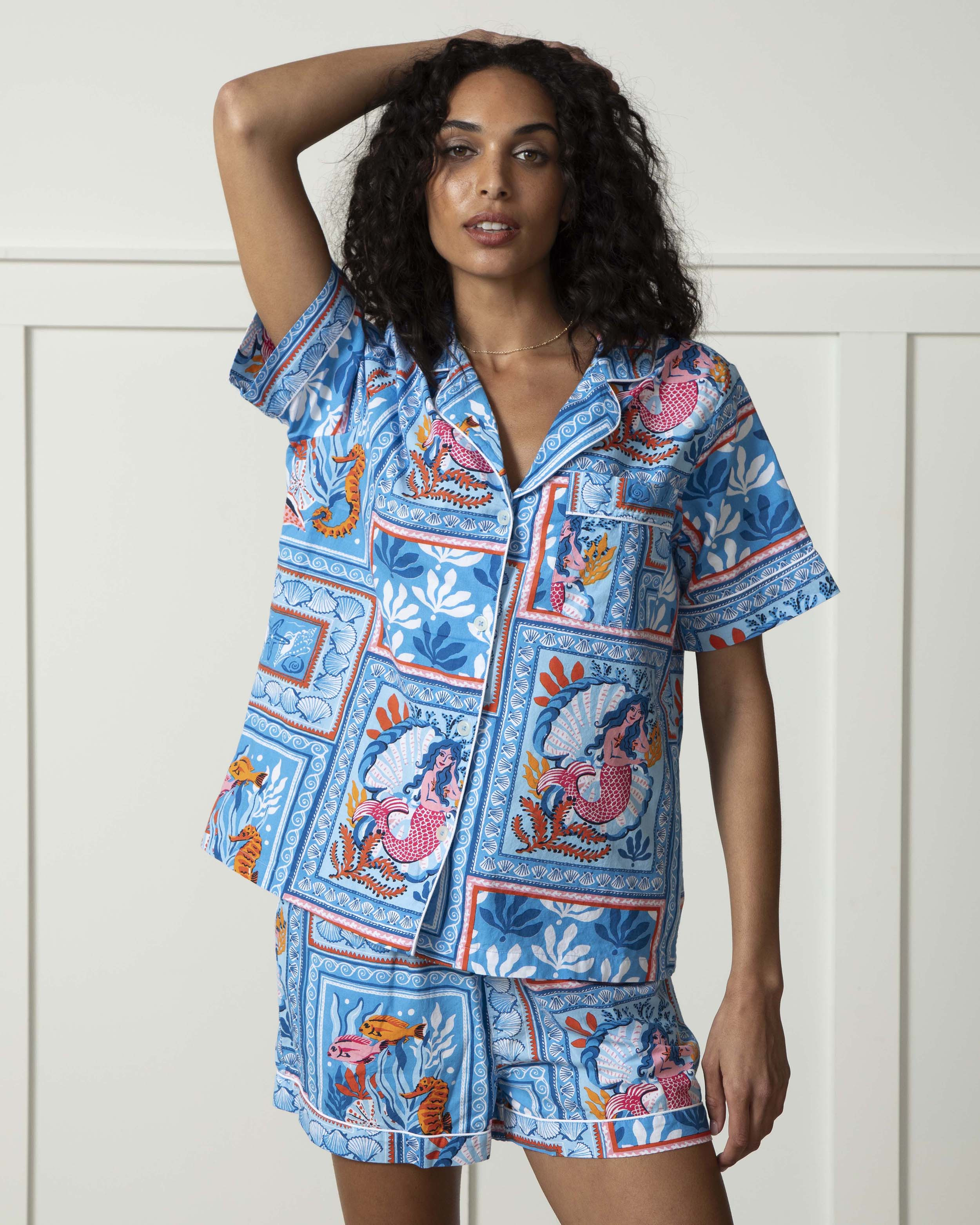 Tidal Tapestry - Short PJ Set - Saltwater Blue | Printfresh