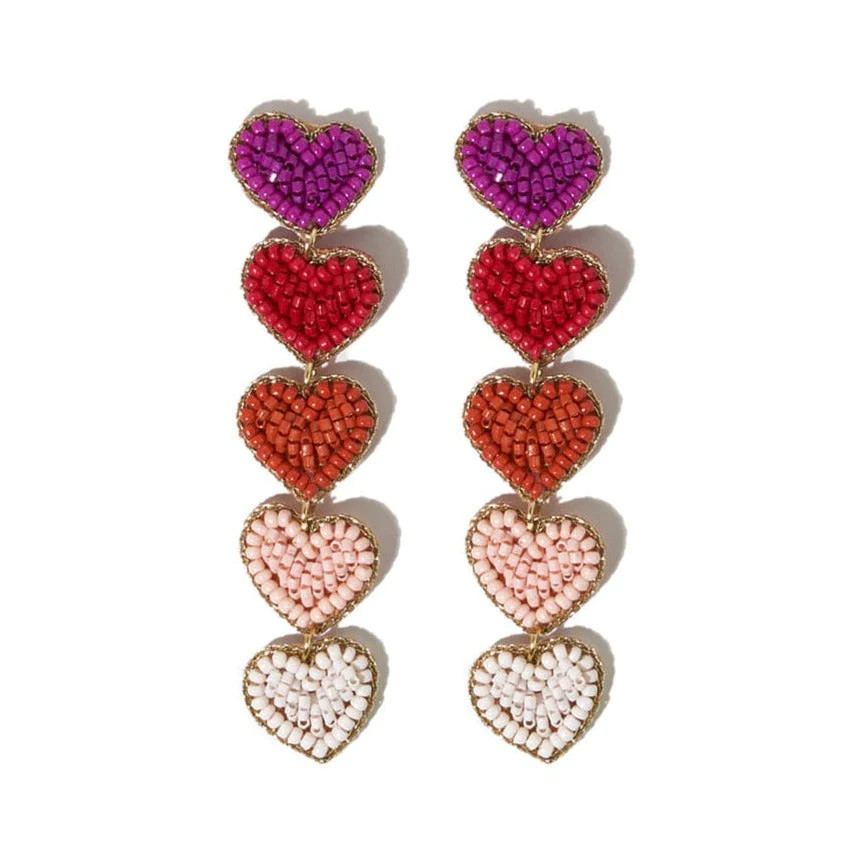 Christina Ombre Heart Earrings Hot Pink | INK+ALLOY