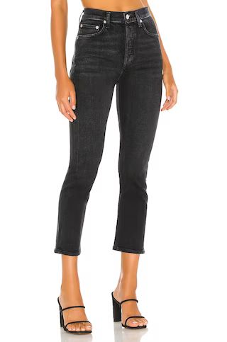 AGOLDE Riley High Rise Straight Crop in Black Pepper from Revolve.com | Revolve Clothing (Global)