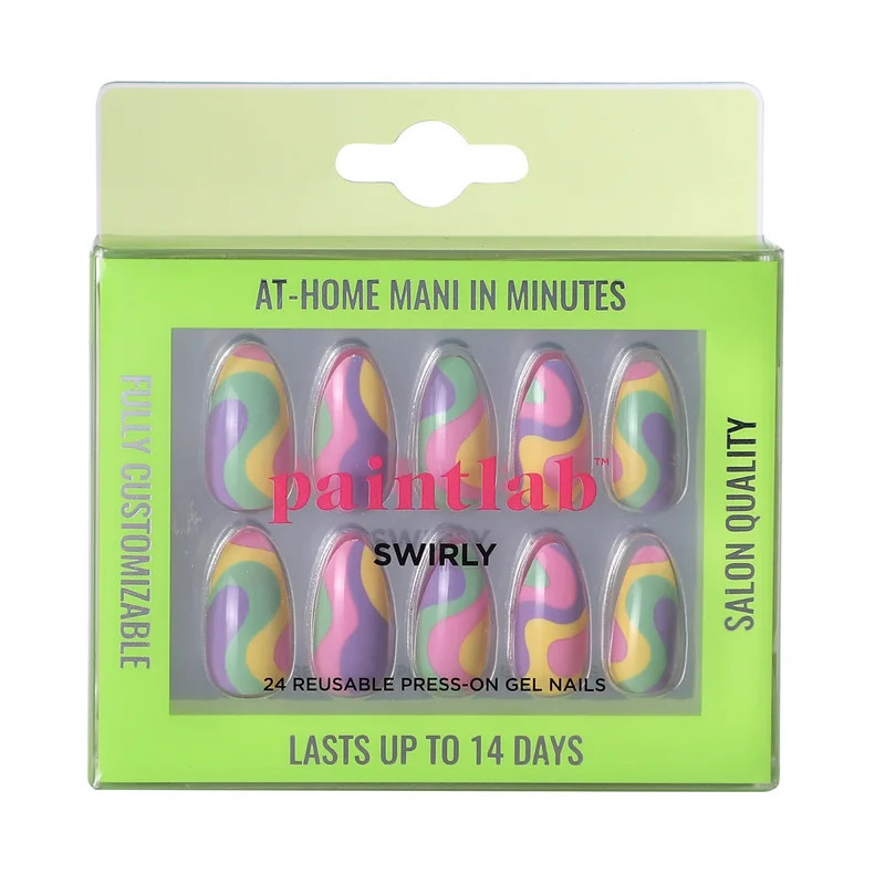 PaintLab Swirly Reusable Press-On Gel Nails Kit, Tie Dye, 24 Count - Walmart.com | Walmart (US)