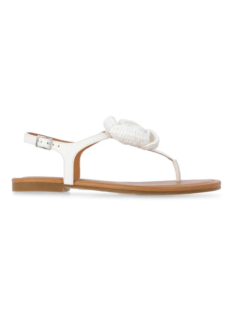 Time and Tru Women's Crochet Flower Thong Sandals | Walmart (US)