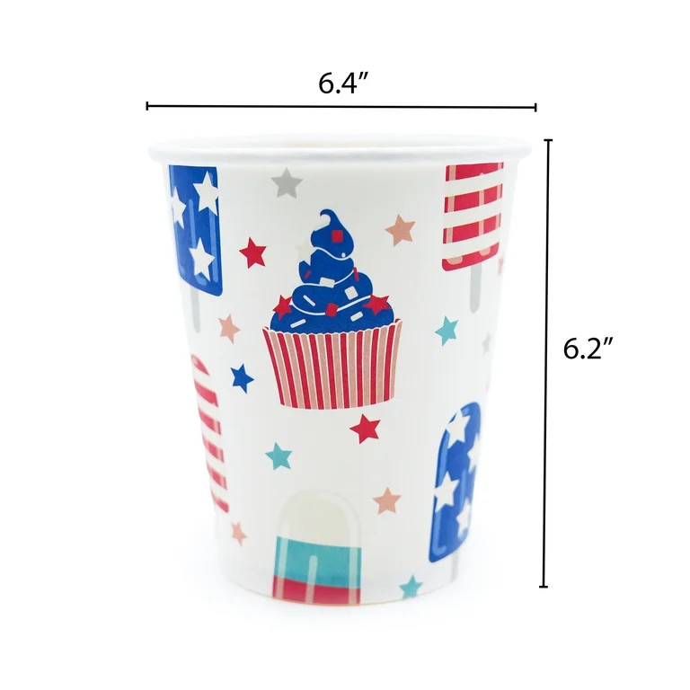 Disposable Ice Pops and Ice Cream Cones Paper Party Cups, Red/White/Blue, 9 oz, 8 Count, Patrioti... | Walmart (US)