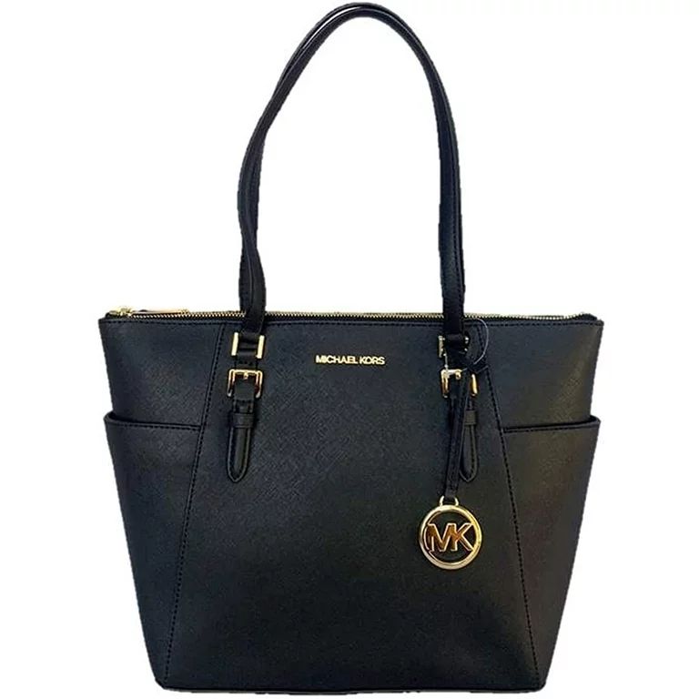 Michael Kors Charlotte Large Top Zip Tote Saffiano Leather in Black | Walmart (US)