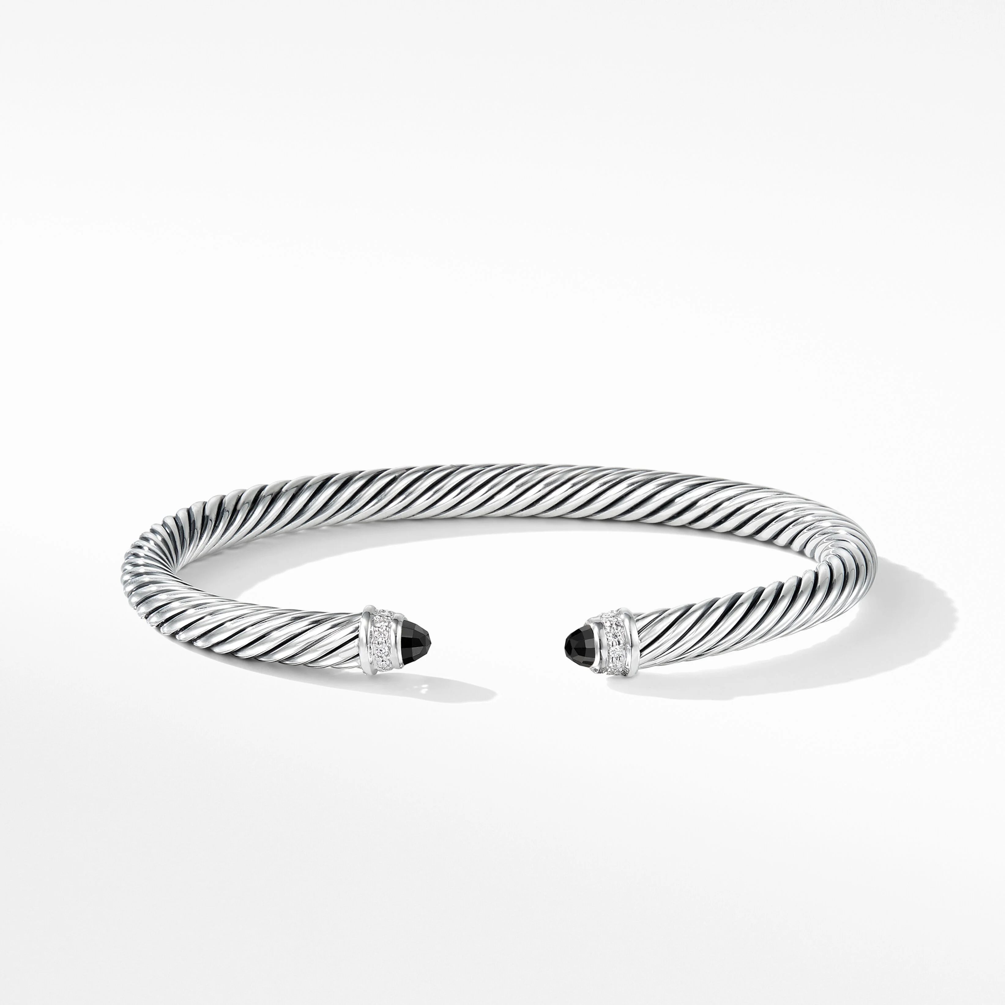 Cable Classics Bracelet in Sterling Silver with Black Onyx and Pavé Diamonds | David Yurman
