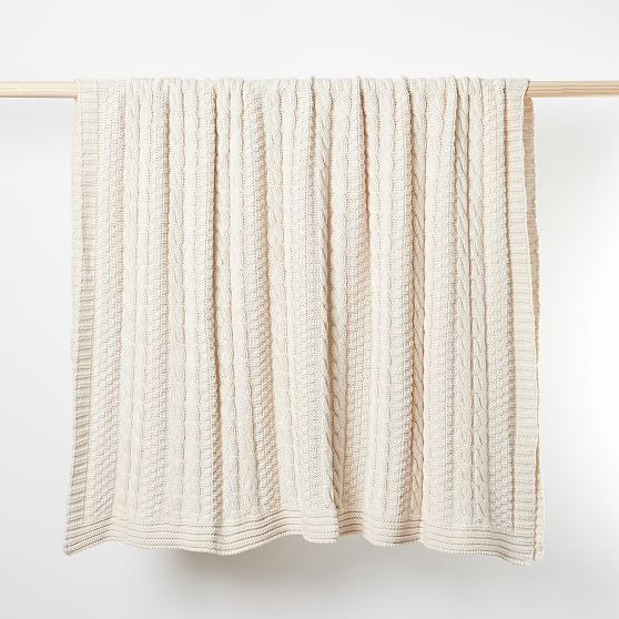 Made*Here New York 100% Cotton Fisherman Knit Throw | West Elm (US)