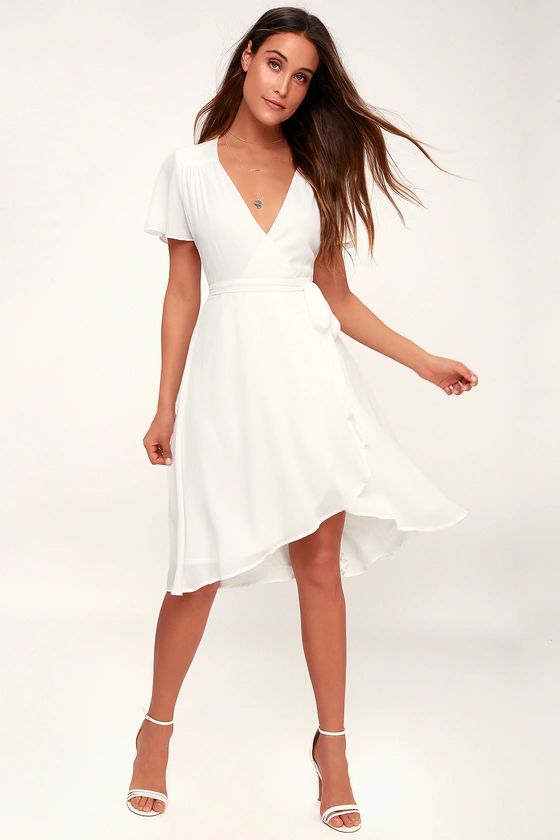 Rise to the Occasion White Midi Wrap Dress | Lulus (US)