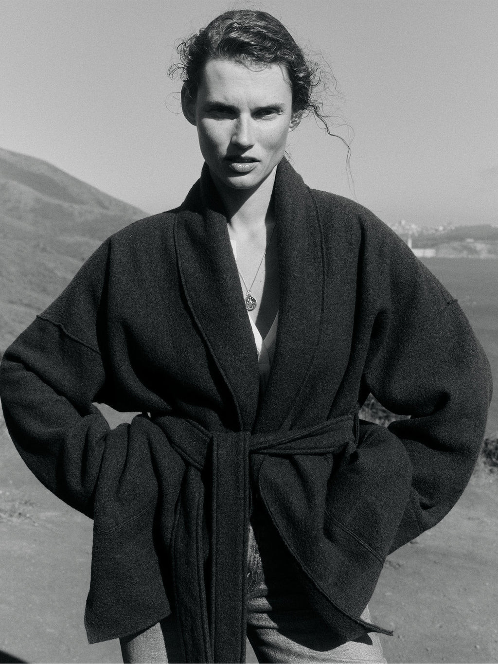 Black Felted Wool Wrap Coat - Buck Mason- Modern American Classics | Buck Mason