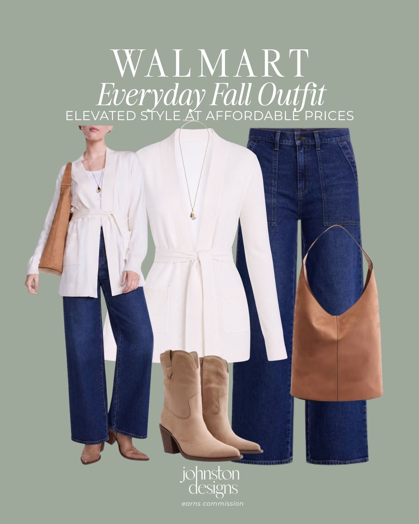 Elevated style at affordable prices for crisp autumn days. 🍂 The cozy white belted cardigan and tailored wide-leg denim create a classic Walmart outfit, finished with neutral suede boots and a structured tan shoulder tote.

Walmart everyday fall outfit, white belted cardigan sweater, wide-leg denim jeans, neutral suede ankle boots, tan shoulder tote bag, affordable autumn fashion, casual fall style, elevated everyday outfit, budget-friendly fall capsule, women’s Walmart fashion

#walmartfinds #walmartfashion #falloutfit #everydaystyle #beltedcardigan #widelegjeans #suedeboots #affordablefashion #autumnstyle #casualoutfit 

 #LTKootd #LTKSeasonal