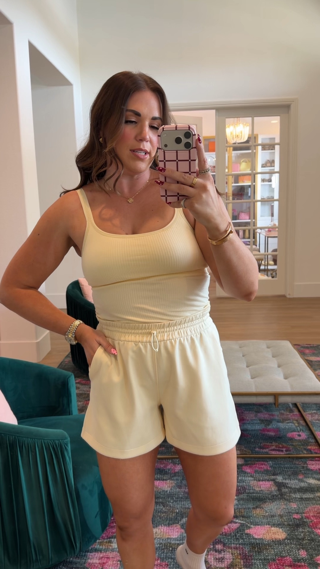 curvy midsize butter cream lululemon look! wearing size 10 in tank and shorts 

#LTKMidsize #LTKSeasonal #LTKActive