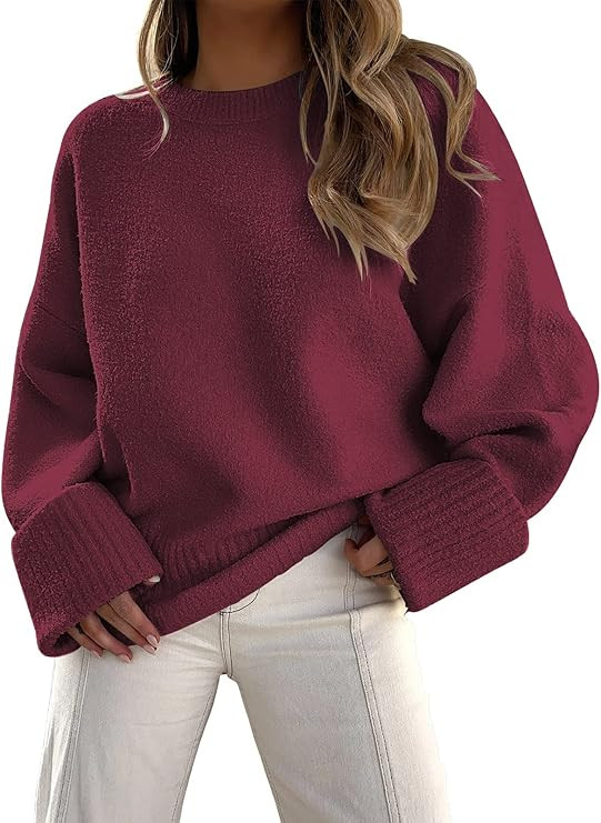 LILLUSORY Women's Oversized Sweaters Fuzzy Chunky Warm Pullover Sweater | Amazon (US)