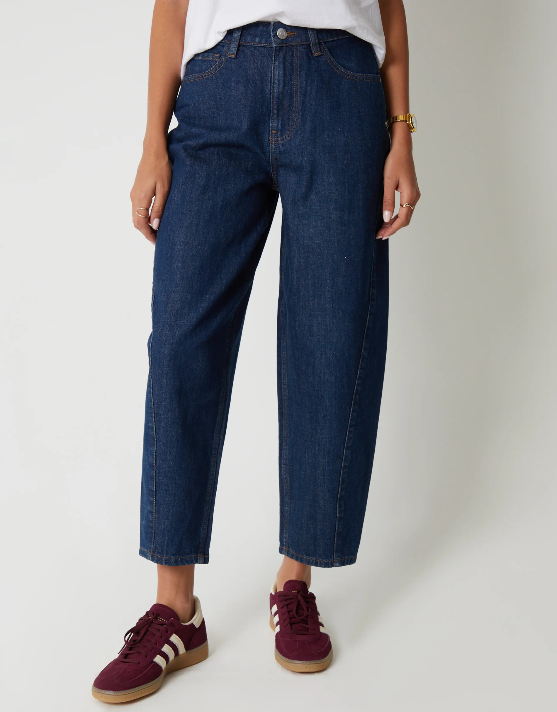 Indigo Wash Barrel Leg Jeans | Threadbare