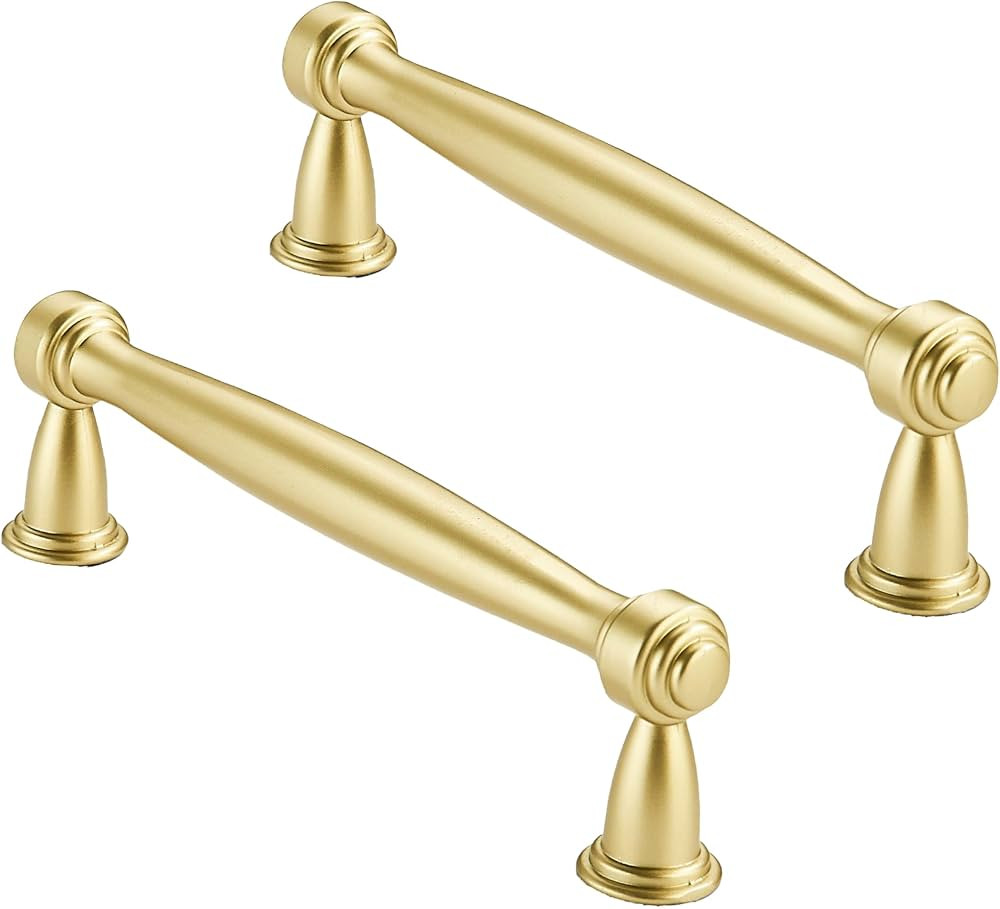 Solid Heavy-Duty 2 Pack 3-1/2 Inch Hole Center Brushed Gold Cabinet Pulls Hardware Matte Gold is ... | Amazon (US)