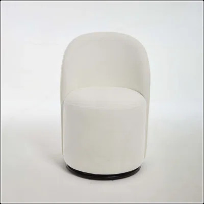 Upholstered Kitchen & Dining Room Barrel Chair, Mid Century Modern Round Sherpa Boucle Dining Chair, 360 Degree Swivel Comfy Armless Accent Makeup Van | Wayfair North America