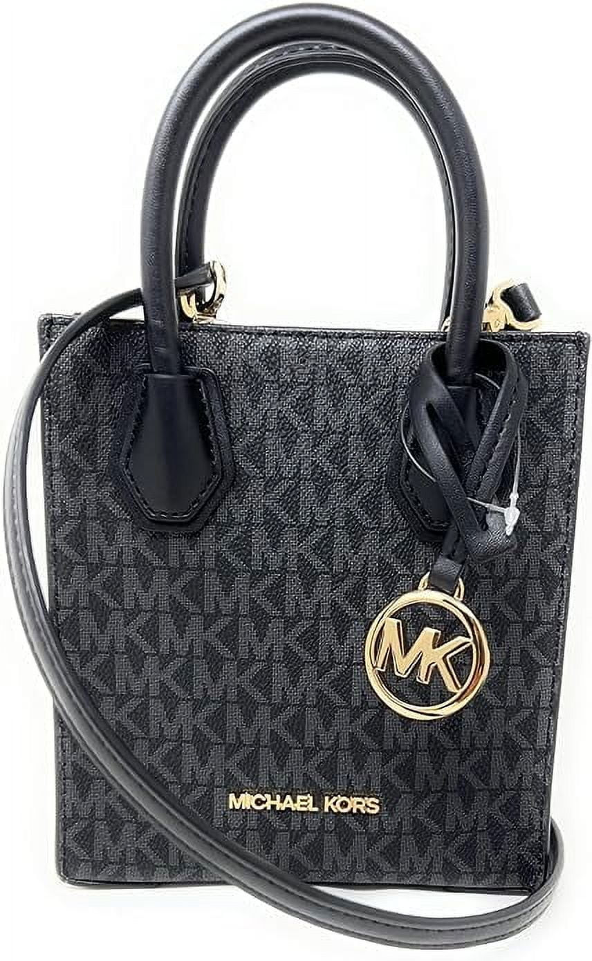 Michael Kors Womens Mercer Extra-Small Pebbled Leather Crossbody Bag Black Signature 35T1GM9C0I-0... | Walmart (US)