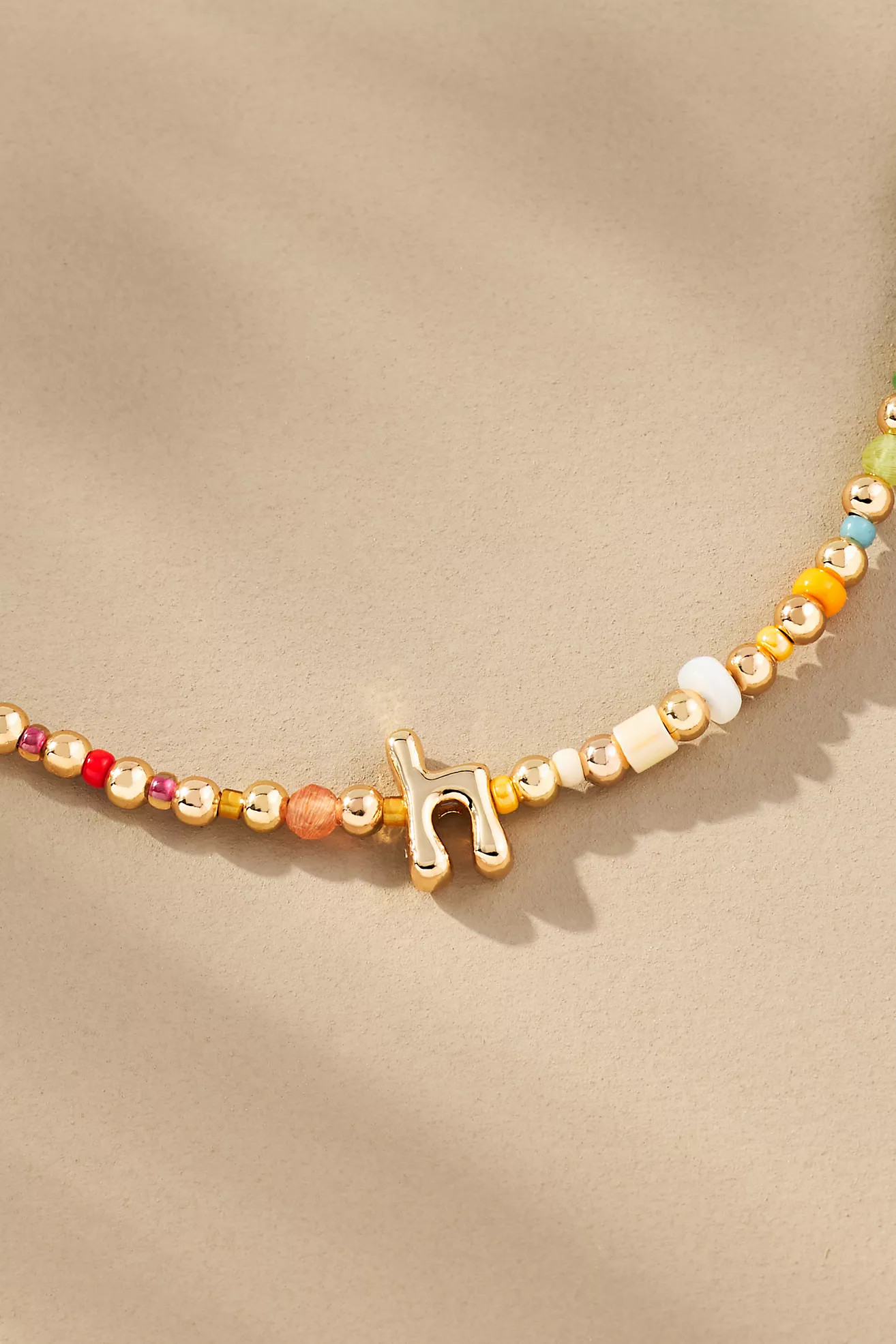 Beaded Bubble Letter Lowercase Monogram Necklace | Anthropologie (US)