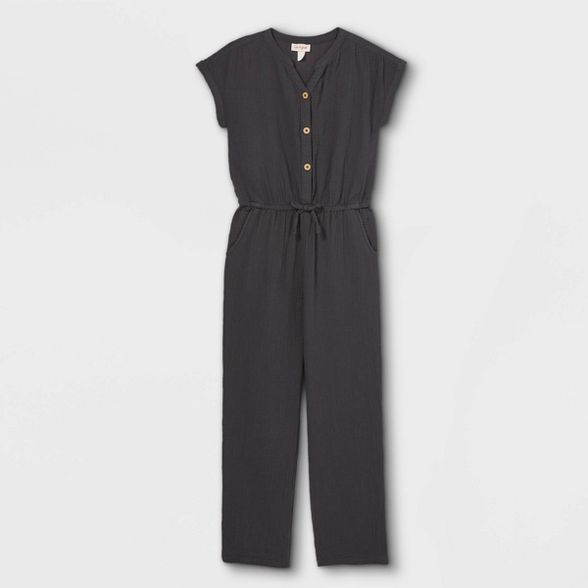 Girls' Button-Front Short Sleeve Jumpsuit - Cat & Jack™ | Target